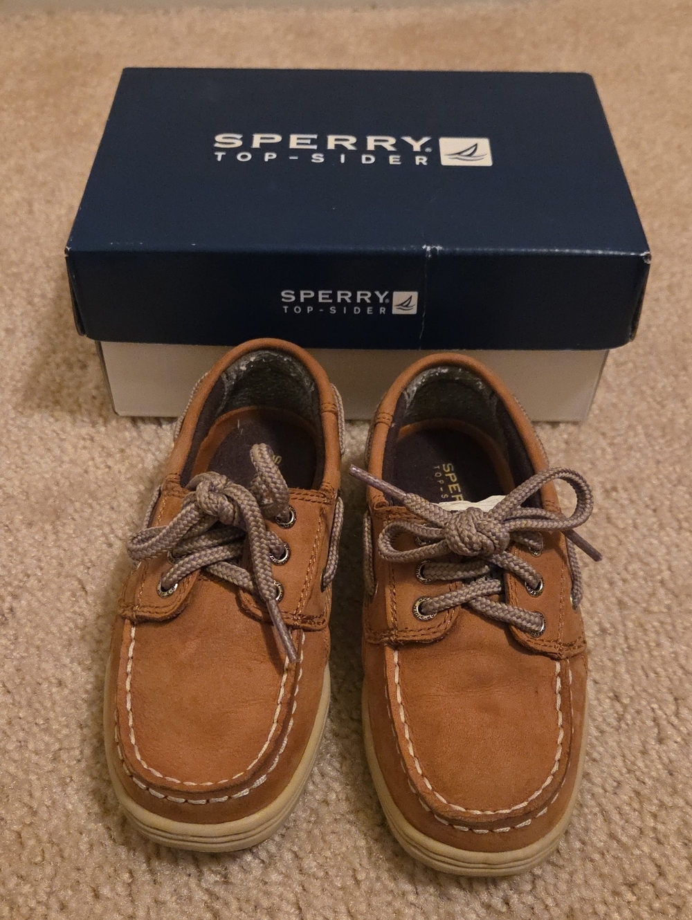 Sperry Kids Tan Leather Moccasin Boat Shoes